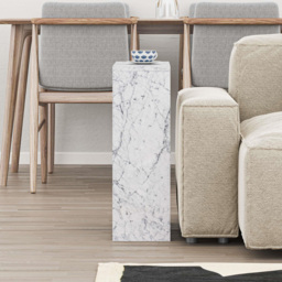 Decortie Simpi Single Shelf White Marble Effect Modern Side End Table - Size: 60 x 55 x 20cm - Wilko - thumbnail 4