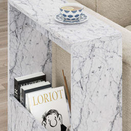 Decortie Simpi Single Shelf White Marble Effect Modern Side End Table - Size: 60 x 55 x 20cm - Wilko - thumbnail 5