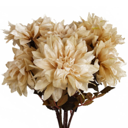 Leaf Dusty Cream Dahlia Single Stem Artificial Flower 6 Pack - Size: 55 x 15 x 15cm - Wilko - thumbnail 4