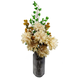 Leaf Dusty Cream Dahlia Single Stem Artificial Flower 6 Pack - Size: 55 x 15 x 15cm - Wilko - thumbnail 3