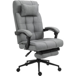 Portland Light Grey Linen Swivel Ergonomic Office Chair - Size: 66 x 76 x 124cm - Wilko - thumbnail 3