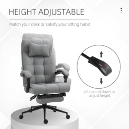 Portland Light Grey Linen Swivel Ergonomic Office Chair - Size: 66 x 76 x 124cm - Wilko - thumbnail 7