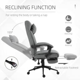Portland Light Grey Linen Swivel Ergonomic Office Chair - Size: 66 x 76 x 124cm - Wilko - thumbnail 6