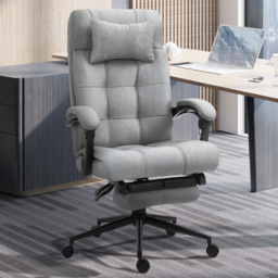 Portland Light Grey Linen Swivel Ergonomic Office Chair - Size: 66 x 76 x 124cm - Wilko - thumbnail 1