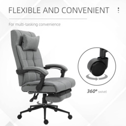 Portland Light Grey Linen Swivel Ergonomic Office Chair - Size: 66 x 76 x 124cm - Wilko - thumbnail 5
