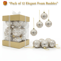 Shatchi Silver Glittered Soft Foam Shatterproof Bauble 12 Pack - Size: 12 x 15 x 10cm - Wilko - thumbnail 4