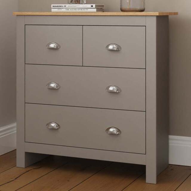 GFW Lancaster 4 Drawer Grey Chest of Drawers - Wilko - image 1