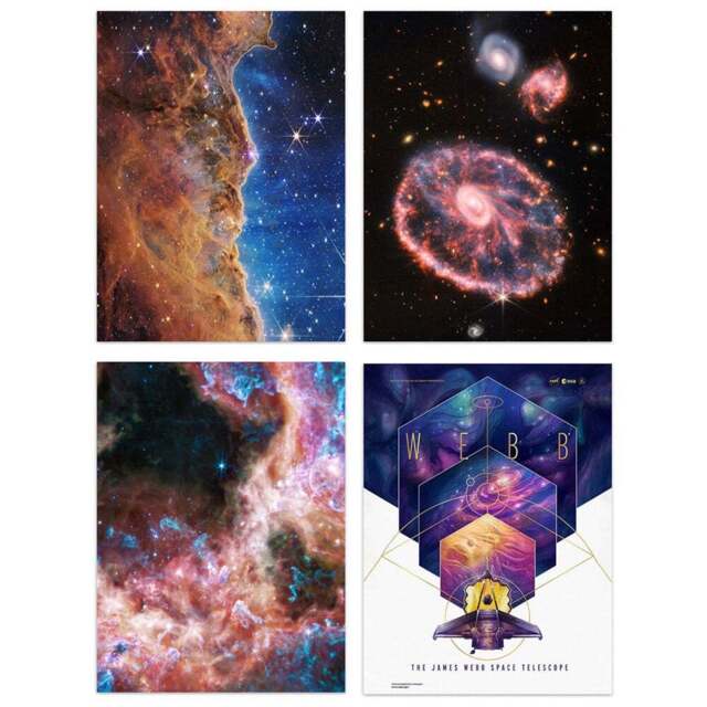 Artery8 NASA James Webb Space Telescope Carina Tarantula Nebula Wall Art Print 30 x 41cm 4 Pack - Size: 40.5 x 30.5 x 0.3cm - Multi - Wilko - image 1