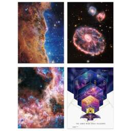 Artery8 NASA James Webb Space Telescope Carina Tarantula Nebula Wall Art Print 30 x 41cm 4 Pack - Size: 40.5 x 30.5 x 0.3cm - Multi - Wilko - thumbnail 1