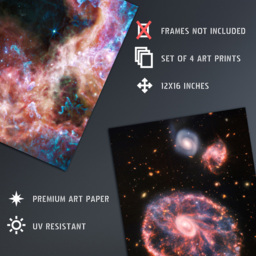 Artery8 NASA James Webb Space Telescope Carina Tarantula Nebula Wall Art Print 30 x 41cm 4 Pack - Size: 40.5 x 30.5 x 0.3cm - Multi - Wilko - thumbnail 5