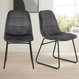 Seconique Lukas Set of 2 Grey Velvet Dining Chair - Wilko - thumbnail 1