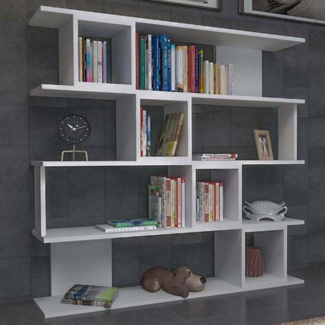 Decorotika Wind 5 Shelf 4 Cube White Geometric Bookcase - Size: 19.5 x 120 x 120cm - Wilko - image 1