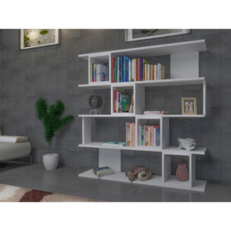 Decorotika Wind 5 Shelf 4 Cube White Geometric Bookcase - Size: 19.5 x 120 x 120cm - Wilko - thumbnail 3