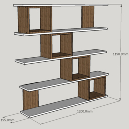 Decorotika Wind 5 Shelf 4 Cube White Geometric Bookcase - Size: 19.5 x 120 x 120cm - Wilko - thumbnail 5