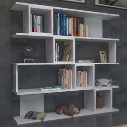 Decorotika Wind 5 Shelf 4 Cube White Geometric Bookcase - Size: 19.5 x 120 x 120cm - Wilko - thumbnail 1