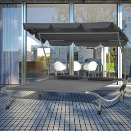 Outsunny Grey Double Hammock with Canopy - Size: 2 Seater - Wilko