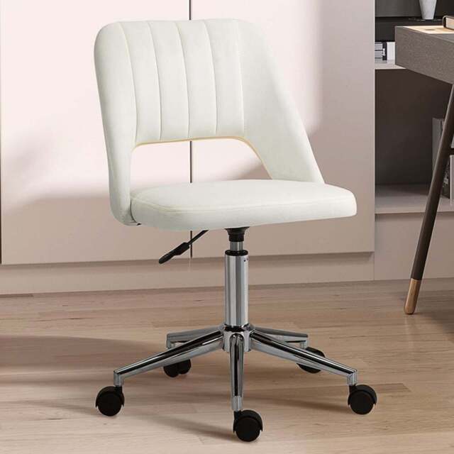Portland Cream and White Scallop Mid-Back Swivel Office Chair - Size: 91 x 60 x 49cm - Wilko - image 1