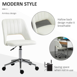 Portland Cream and White Scallop Mid-Back Swivel Office Chair - Size: 91 x 60 x 49cm - Wilko - thumbnail 7