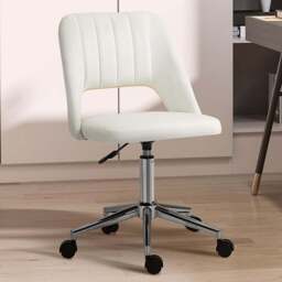 Portland Cream and White Scallop Mid-Back Swivel Office Chair - Size: 91 x 60 x 49cm - Wilko - thumbnail 1