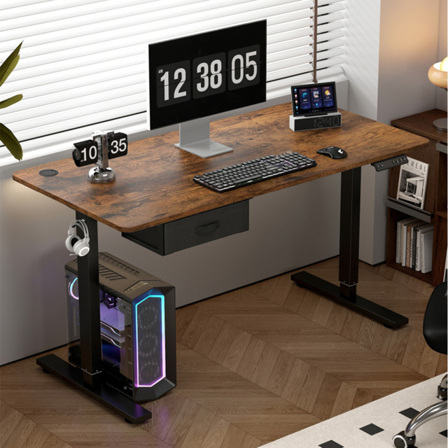 Easton Height Adjustable Electric Computer Desk Brown - Size: 75 x 140 x 60cm - MCC - Wilko - image 1