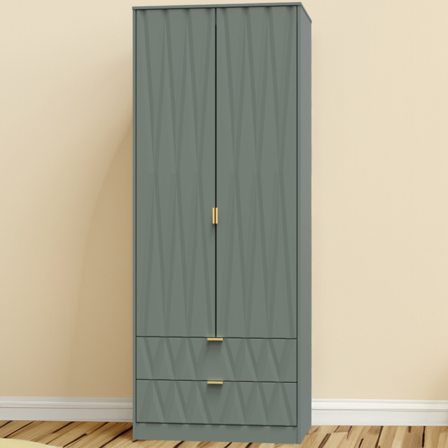 Crowndale Las Vegas 2 Door 2 Drawer Reed Green Wardrobe Ready Assembled - Size: 2 Door, 2 Drawer - Wilko - image 1