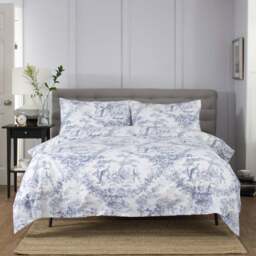The Lyndon Company 2021 Toile De Jouy Double Blue 200 Thread Count Duvet Cover - Wilko - thumbnail 1