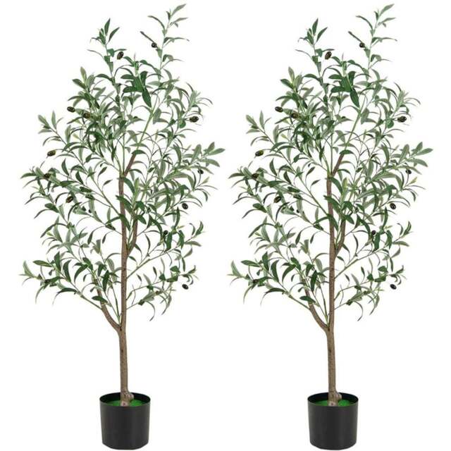 Costway Artificial Olive Tree with Fruits 130cm 2 Pack - Size: 15 x 13 x 130cm - Multi - Wilko - image 1