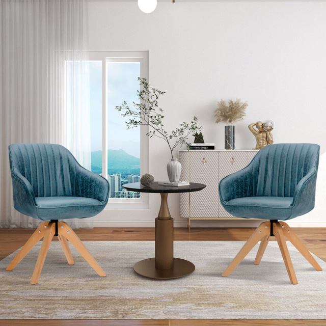 Costway Blue Swivel Accent Chair Set of 2 - Size: Single - Wilko - image 1