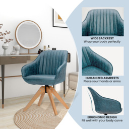 Costway Blue Swivel Accent Chair Set of 2 - Size: Single - Wilko - thumbnail 5