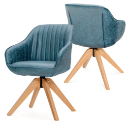 Costway Blue Swivel Accent Chair Set of 2 - Size: Single - Wilko - thumbnail 3