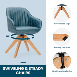 Costway Blue Swivel Accent Chair Set of 2 - Size: Single - Wilko - thumbnail 6