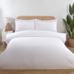 Divante Bamboo Cotton Duvet Cover and Pillowcase Set - White/Double - Wilko