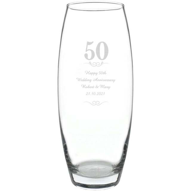 Personalised Memento Personalised 50 Years Bullet Vase - Size: 1.0 x 2.4 x 1.0cm - Clear - Wilko - image 1