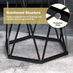 Costway Hexagon Black Coffee Table - Size: 63 x 44 x 12cm - Wilko - thumbnail 6