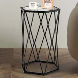 Costway Hexagon Black Coffee Table - Size: 63 x 44 x 12cm - Wilko