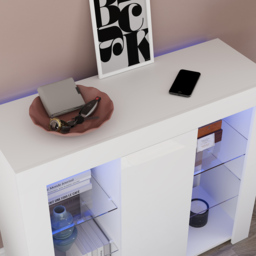 Vida Designs Azura Single Door White LED Large Sideboard - Size: 35 x 98 x 83cm - Wilko - thumbnail 4