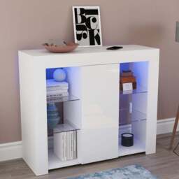 VIDA DESIGNS Azura Single Door White LED Large Sideboard - Size: 35 x 98 x 83cm - Wilko