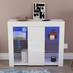 Vida Designs Azura Single Door White LED Large Sideboard - Size: 35 x 98 x 83cm - Wilko - thumbnail 7