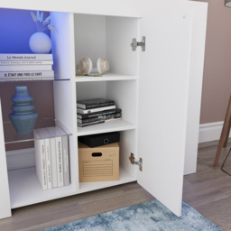 Vida Designs Azura Single Door White LED Large Sideboard - Size: 35 x 98 x 83cm - Wilko - thumbnail 5