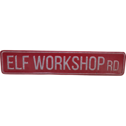Samuel Alexander Red Metal Elf Workshop Road Sign Board 50cm - Size: 10 x 37 x 2cm - Wilko