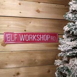 Samuel Alexander Red Metal Elf Workshop Road Sign Board 50cm - Size: 10 x 37 x 2cm - Wilko - thumbnail 6