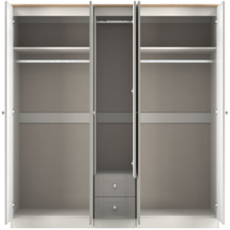 Crowndale Sussex 5 Door 2 Drawer Grey Ash and Bardolino Oak Tall Mirror Wardrobe Ready Assembled - Grey Ash & Bardolino Oak - Wilko - thumbnail 7