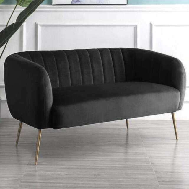 Matilda 2 Seater Black Velvet Sofa - Artemis Home - Wilko - image 1