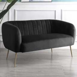 Matilda 2 Seater Black Velvet Sofa - Artemis Home - Wilko