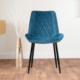 Furniturebox Solo Cesano 4 Seater Dining Set Brown Blue and Black - Wilko - thumbnail 4