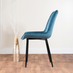 Furniturebox Solo Cesano 4 Seater Dining Set Brown Blue and Black - Wilko - thumbnail 5