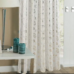 Velosso Geneva Cream Foil Flower Voile Panel Curtain 150 x 183cm - Size: W 150 x D 183cm - Wilko - thumbnail 4
