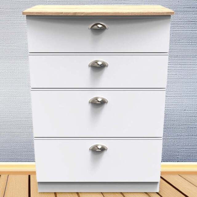 Crowndale Victoria 4 Drawer White Ash and Oak Chest of Drawers - Wilko - image 1