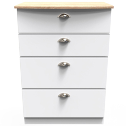 Crowndale Victoria 4 Drawer White Ash and Oak Chest of Drawers - Wilko - thumbnail 3