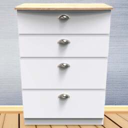 Crowndale Victoria 4 Drawer White Ash and Oak Chest of Drawers - Wilko - thumbnail 1